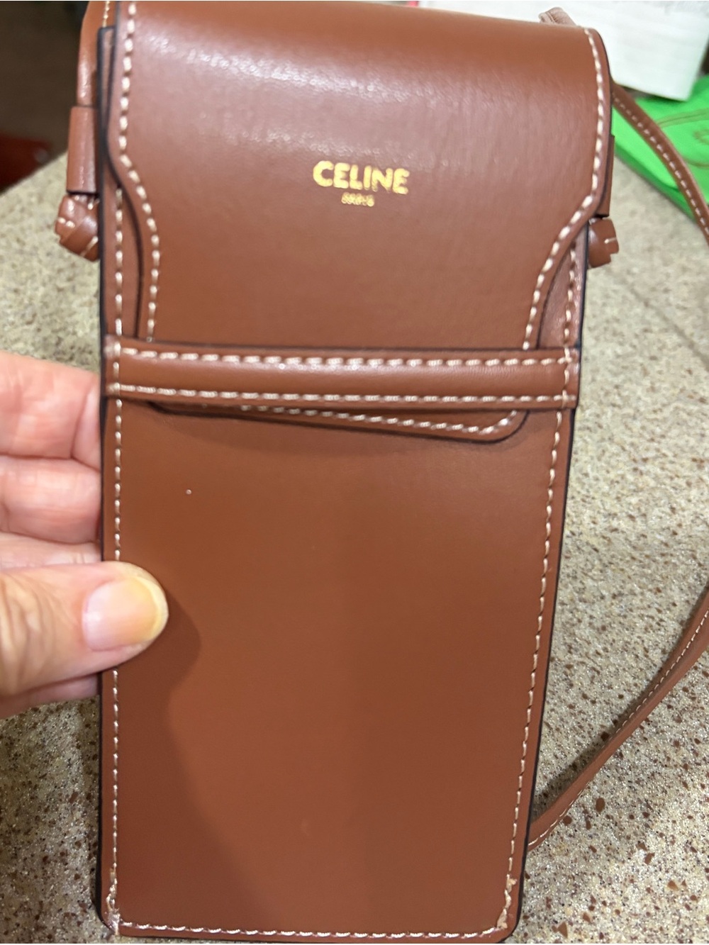 🎉🎉🎉WEEKEND SALE 🎉🎉🎉Celine Brown Leather Crossbody Sunglass Case /Pouch Gold Logo